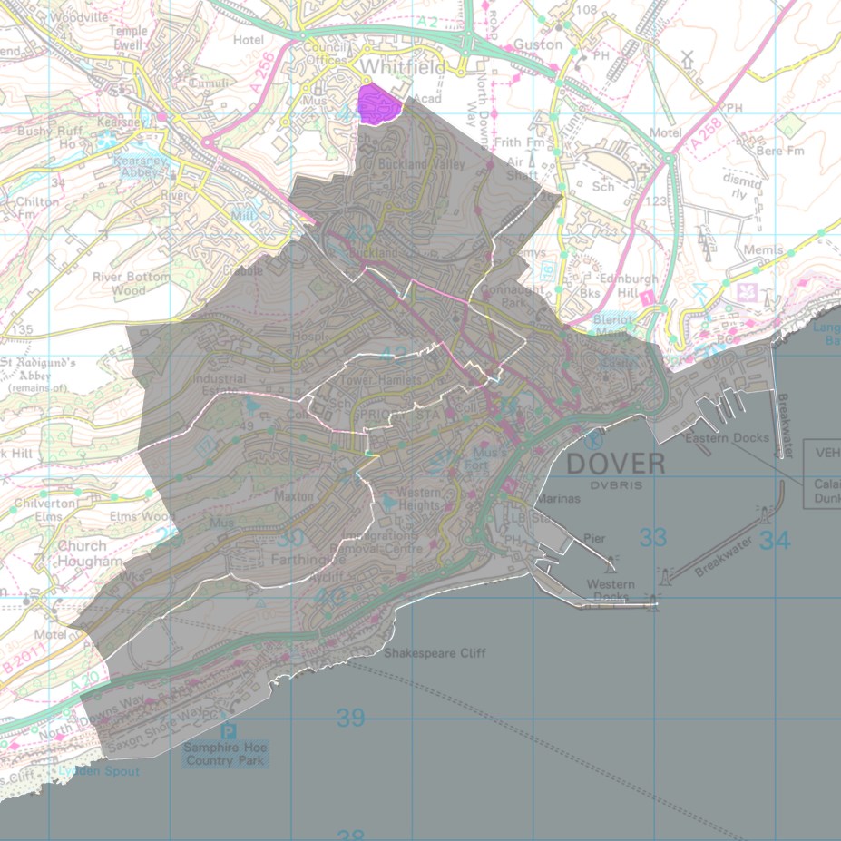 Map showing the Rokesley Parish Ward and its boundaries